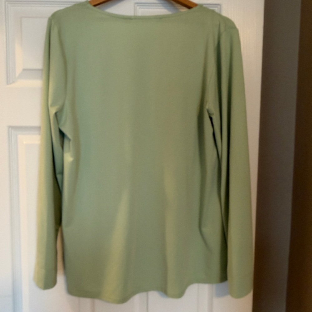Soft Surroundings Faye Tunic Top Blouse Size Large Mint Green Luxury S8 - Picture 2 of 8
